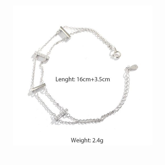 *NEW 925 Sterling Silver Diamond Bar Bracelet - Picture 10 of 10